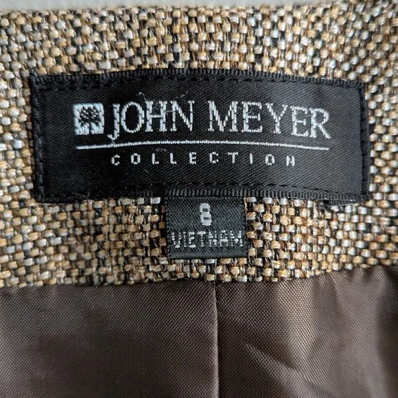 Professional Boss John Meyer Luxury Bronze Tweed Blazer Women 8 Peplum Bows - Picture 8 of 10